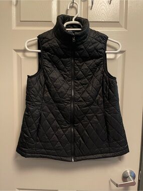 Lands End Quilted Black Sleeveless Puffer Vest